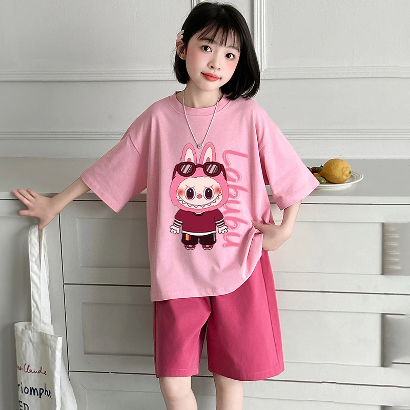 儿童夏季短袖套装2025新款女童夏款拉布布休闲运动两件套女孩洋气