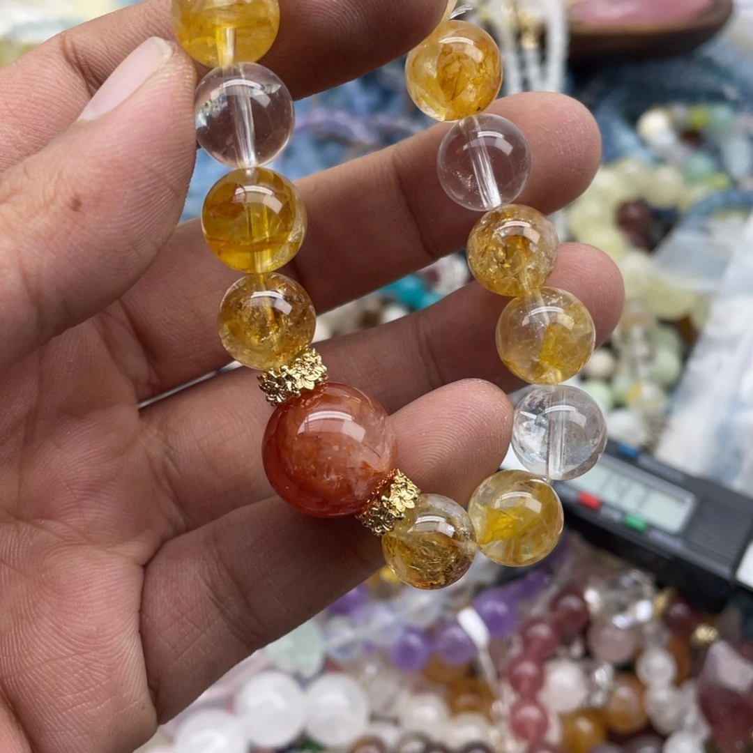 银S925镶嵌手链烟晶