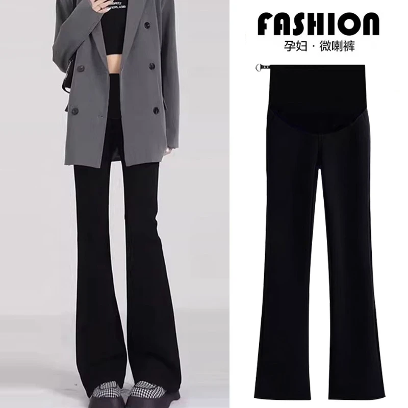 孕妇微喇裤子春秋2025新款外穿显瘦休闲裤秋冬款加绒加厚喇叭长裤