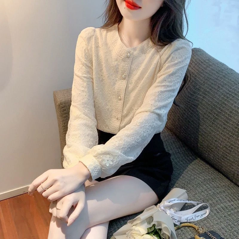 衬衫女2025春夏新款百搭蕾丝洋气时尚打底小衫显瘦气质减龄上衣潮