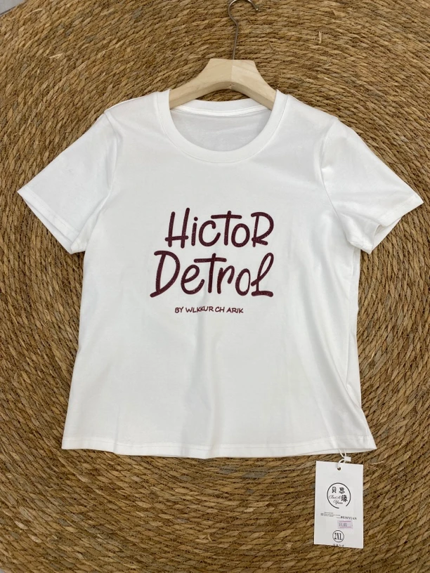 印花时尚字母烫钻休闲T恤8388#