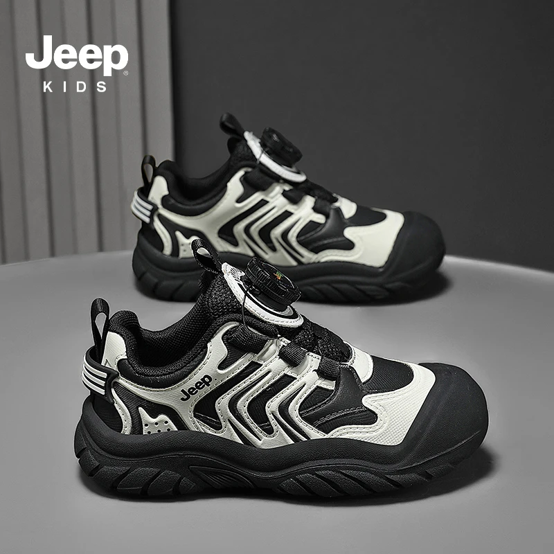 Jeep吉普男童防水皮面户外运动鞋秋冬新款中大童防滑跑步鞋休闲鞋