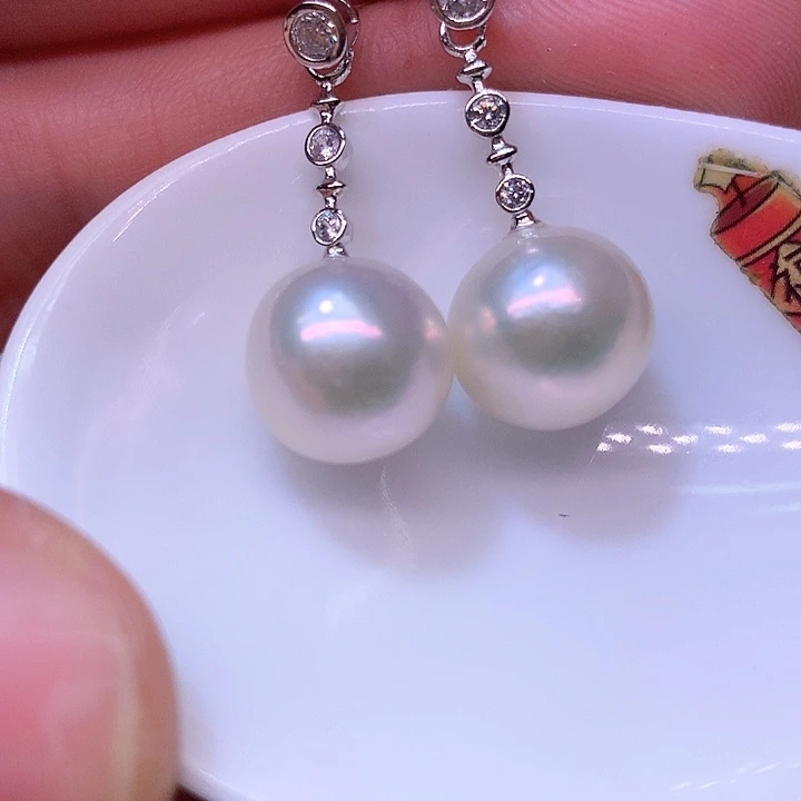 银S925镶嵌耳饰淡水珍珠