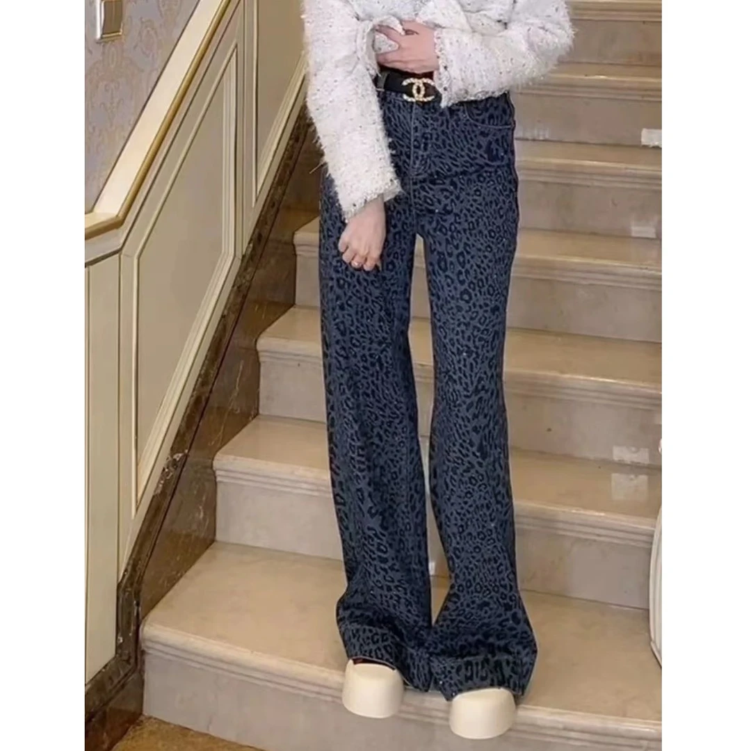 1396-1-【加绒加厚】软牛仔搭配品遮胯藏肉显瘦系列豹纹牛仔裤