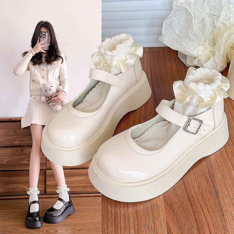 玛丽珍鞋女2025春季新款复古时尚甜美配裙子厚底日系小皮鞋