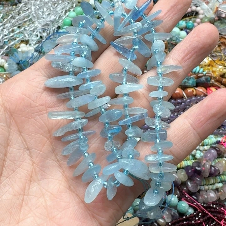合金玛瑙/玉髓珠宝半成品一条海蓝宝