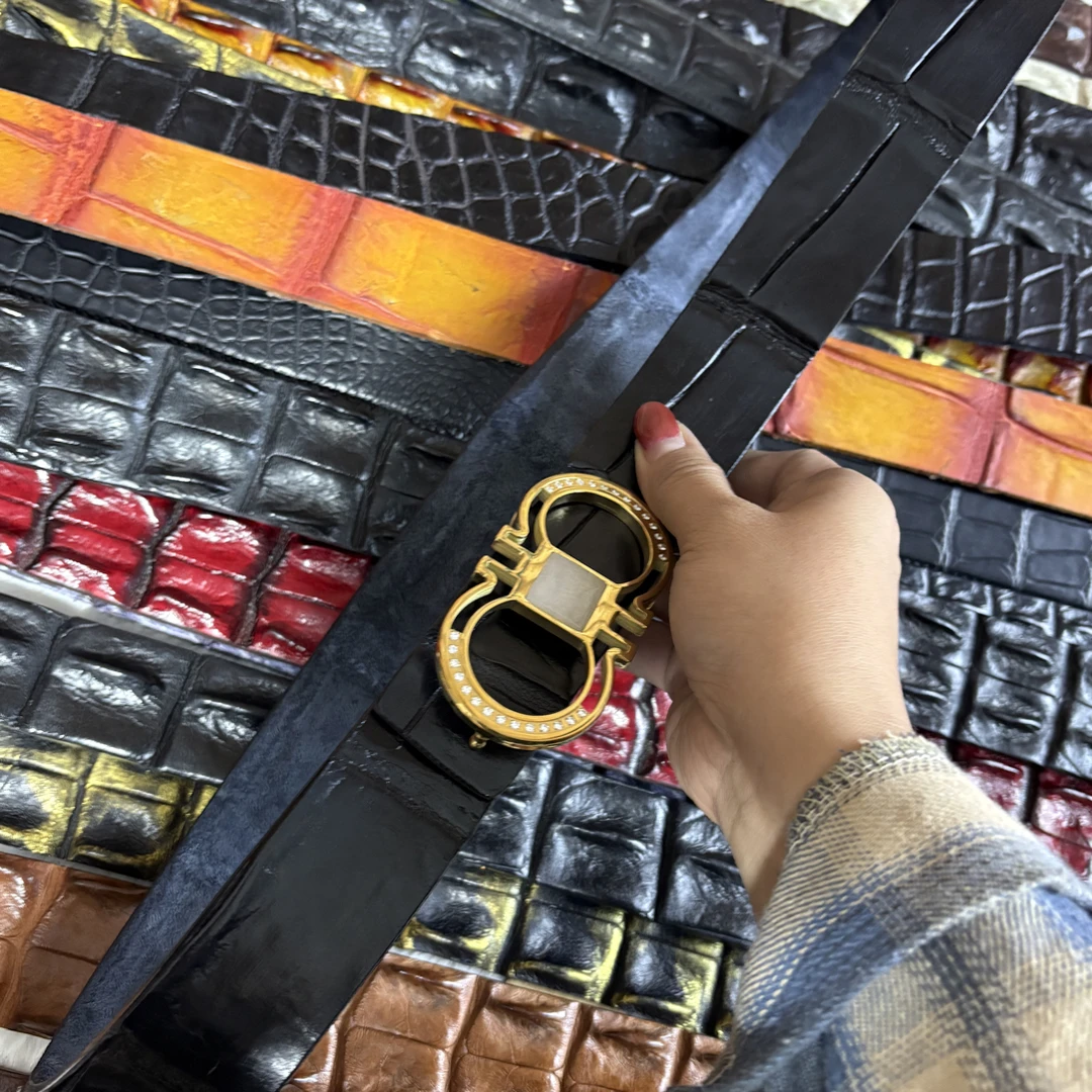 私人订制湾鳄，尼罗鳄链接男士鳄鱼皮真皮腰带时尚百搭高档皮带