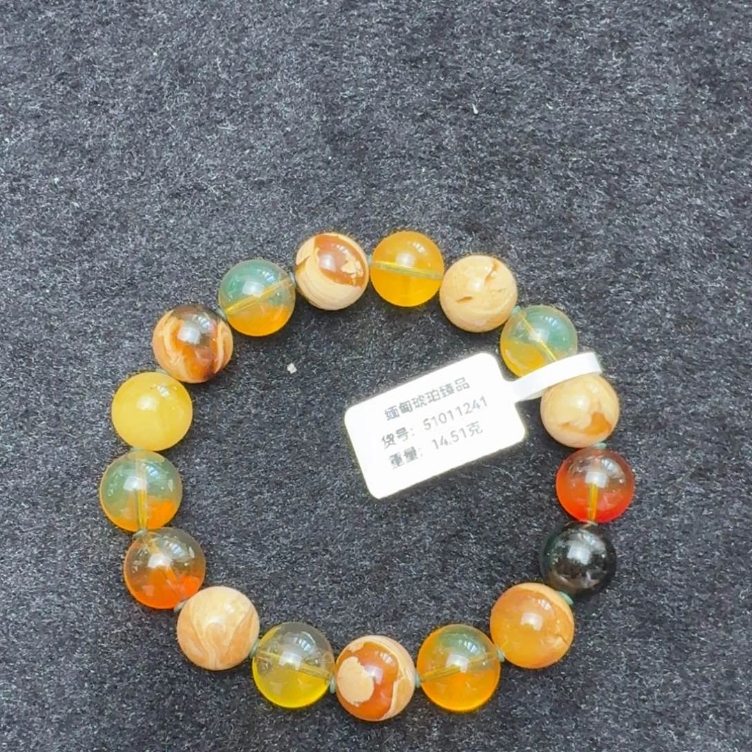 琥珀未镶嵌珠宝奇石11mm精品多宝单圈