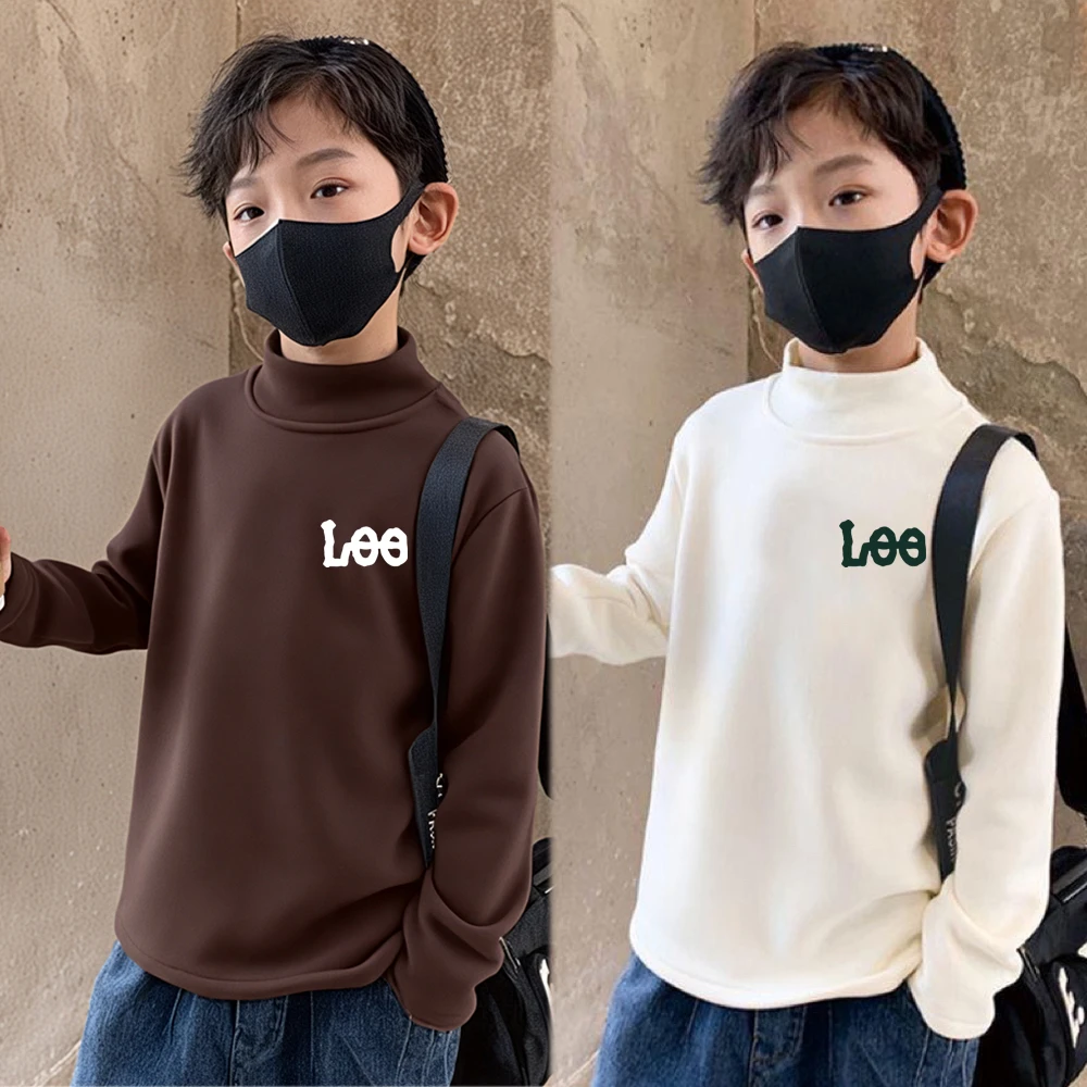 中大童装男童德绒打底衫半高领儿童内搭秋冬2025新款保暖长袖T恤