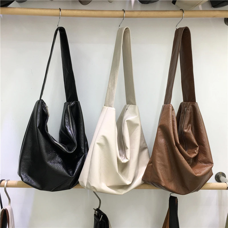 小脏柜 2022新款自制时尚爆裂纹软皮慵懒风大容量单肩托特包女包