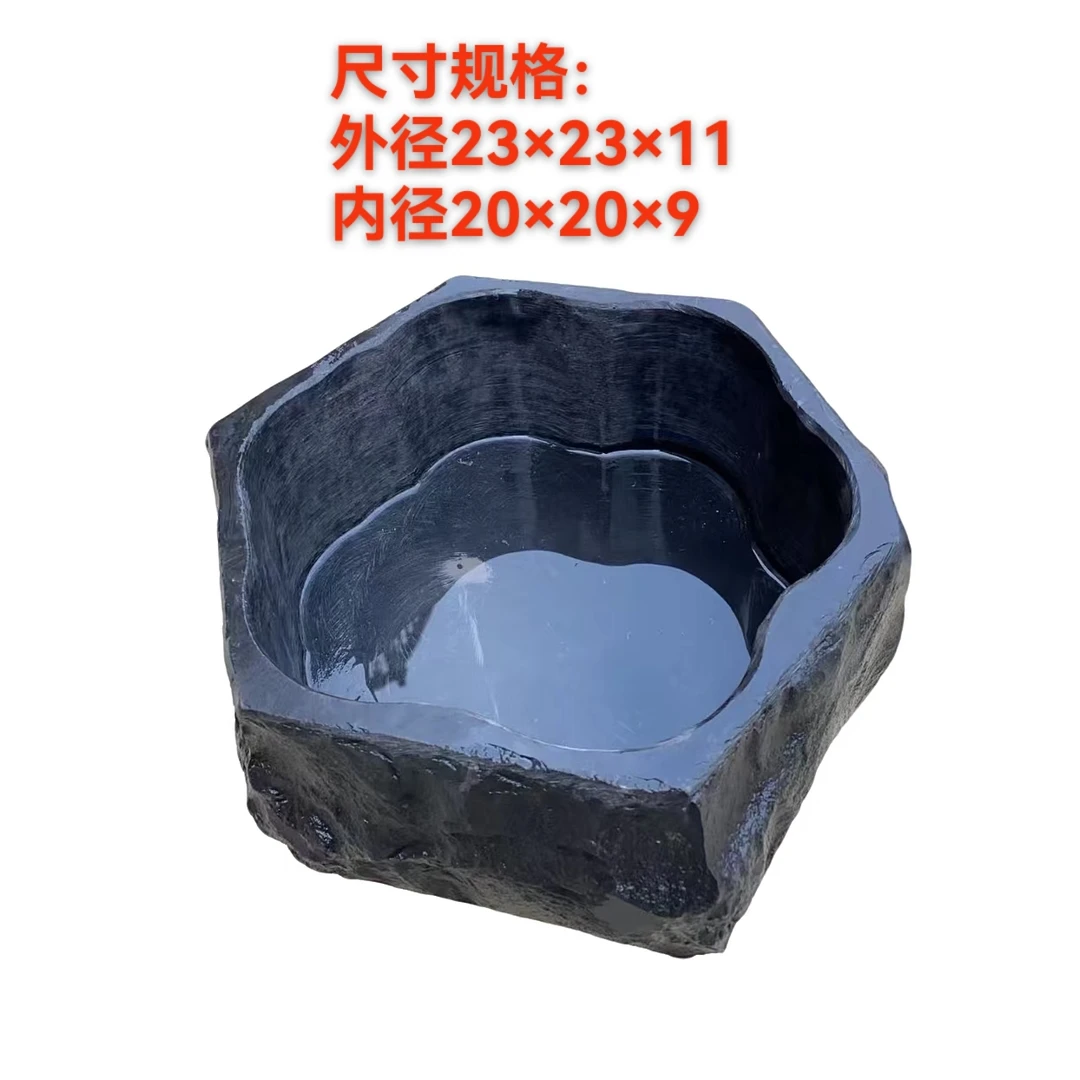 贵州原石石材手工制作复古花盆黑青龙石醒花桶鱼缸造景老石匠石器