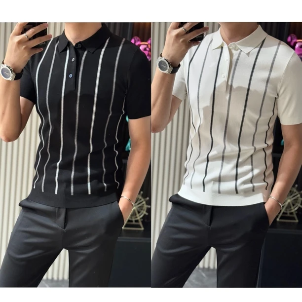 小雨男装|皇家捷豹26657高奢定制蚕锦绒翻领桑蚕丝针织衫L