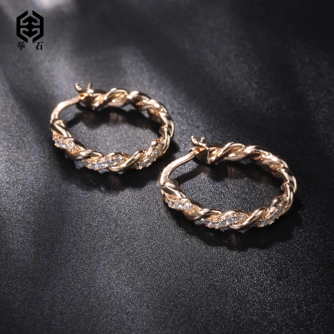 925银莫桑石银制品 【举石】X0609-9819-102莫桑钻耳饰（一对）M