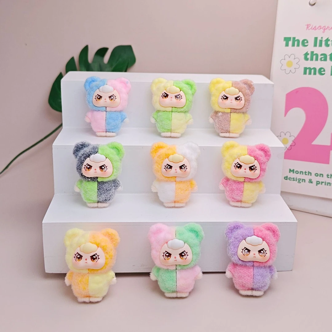 新款拼色可爱植绒女孩diy饰品配件车载小摆件手机链挂件卡通公仔