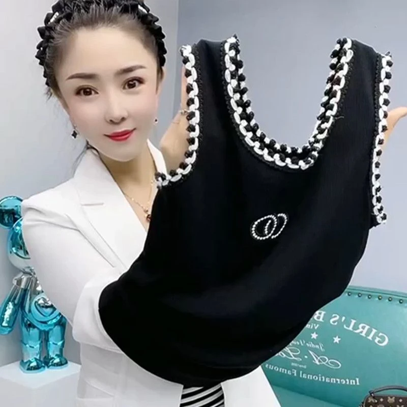 时尚圆领无袖打底背心女大码遮肚子减龄洋气气质百搭小衫妈妈装潮