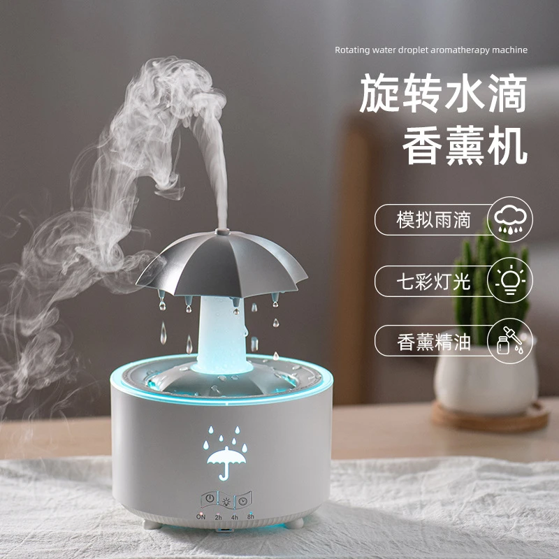 雨滴加湿器新款旋转雨滴香薰机大雾卧室精油扩香机七彩氛围diy