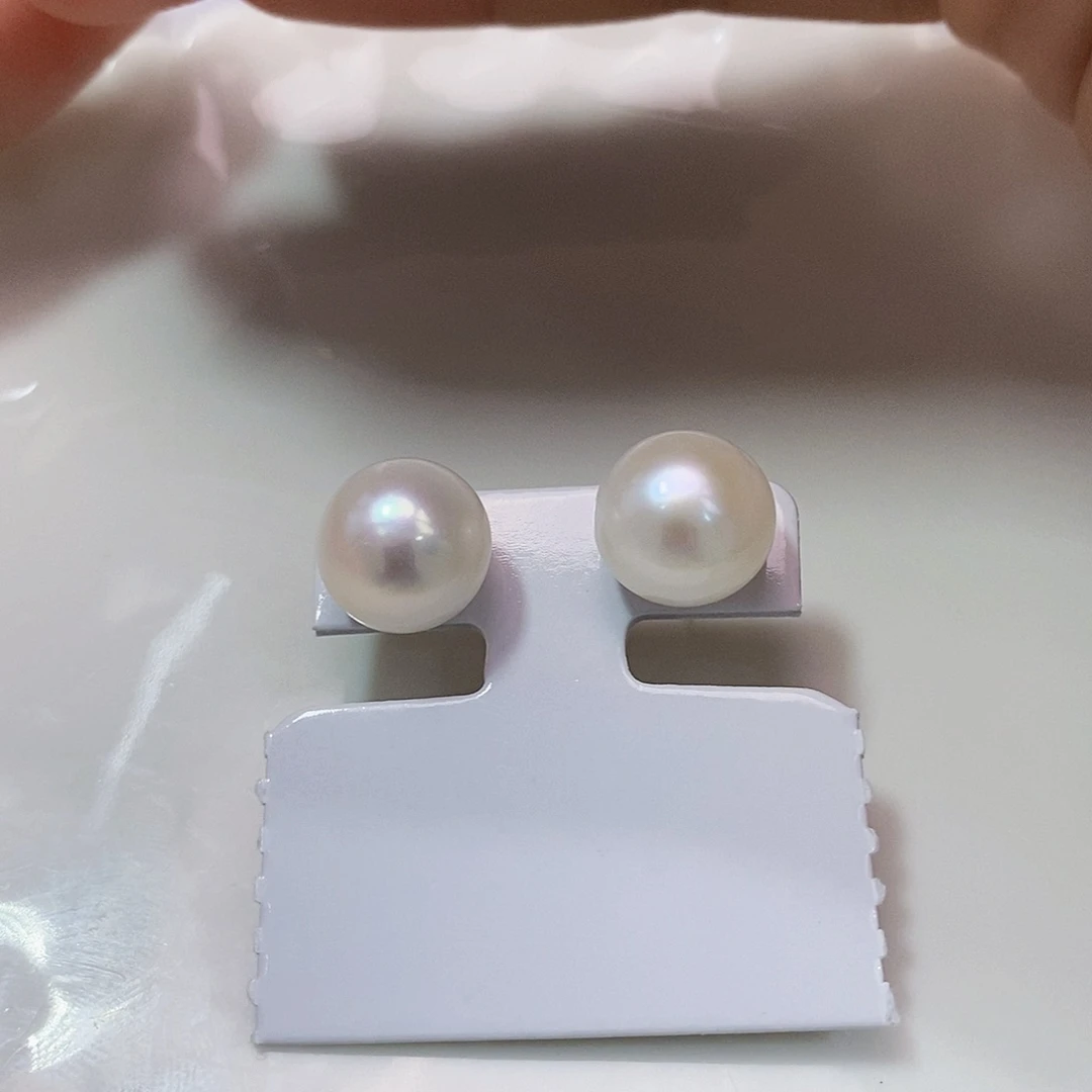 银S925镶嵌特价极光耳饰淡水珍珠