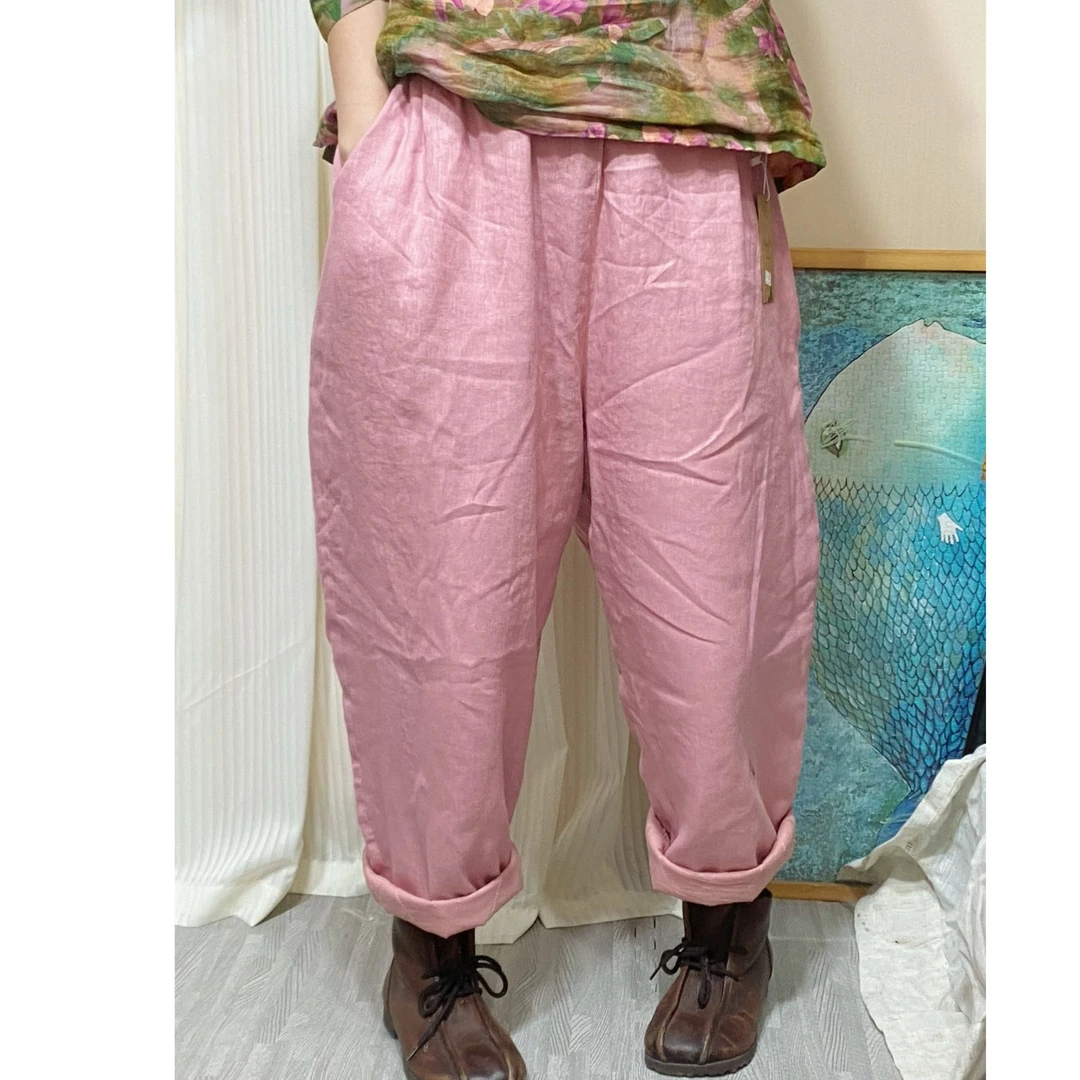 雨梦  原创新款亚麻直筒裤加棉【209款】