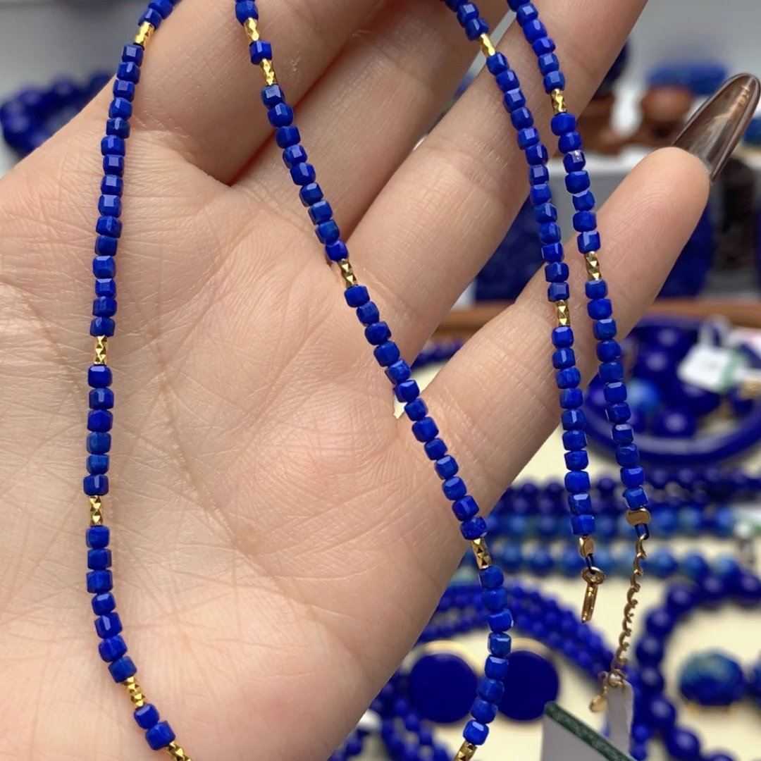 青金石银S925镀金镶嵌颈饰