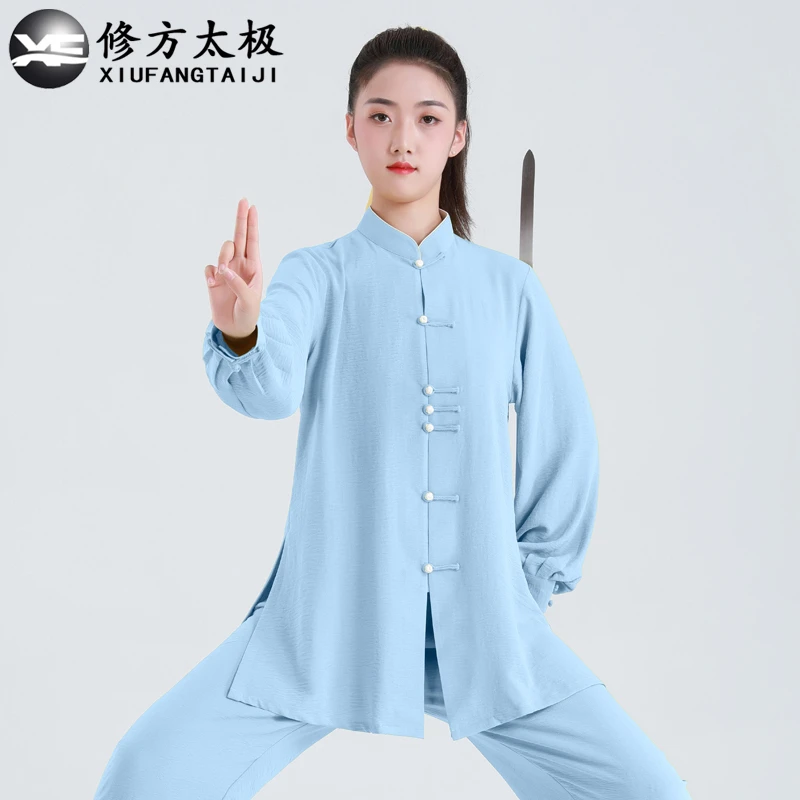 太极服女新款飘逸时尚八段锦武术表演服太极拳练功服中国风春秋季