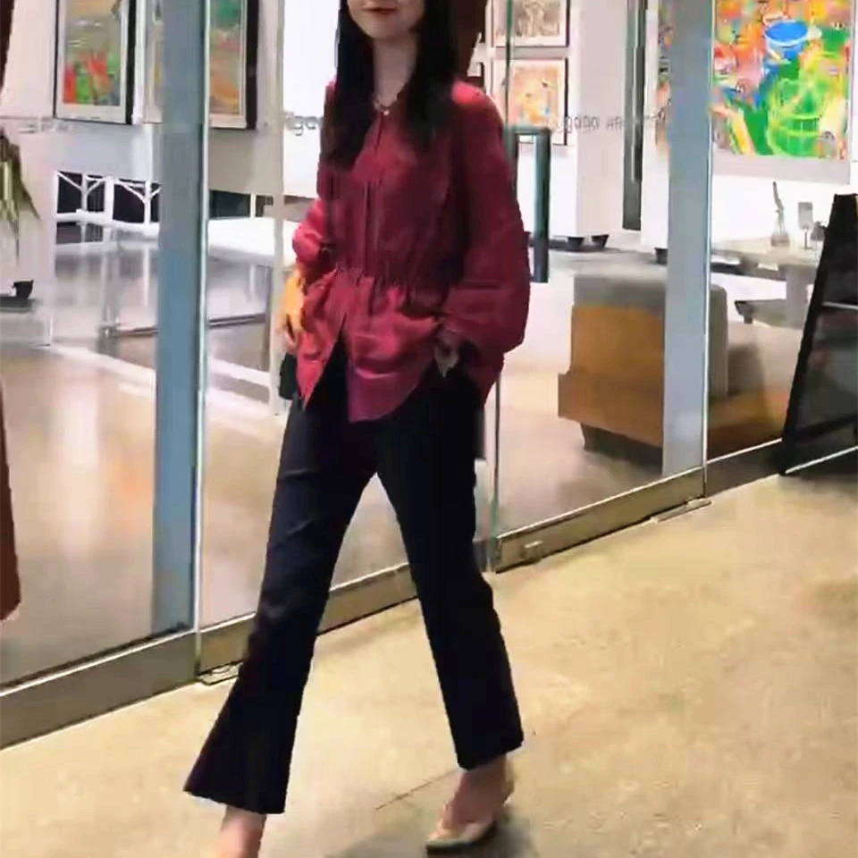 法式轻奢2025夏季爆款炸街玫红色女人味优雅高贵知性显白打底衫潮