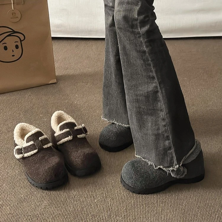 小驴蹄“全包版”|内增7cm双面毛呢格雷系全包加绒勃肯鞋