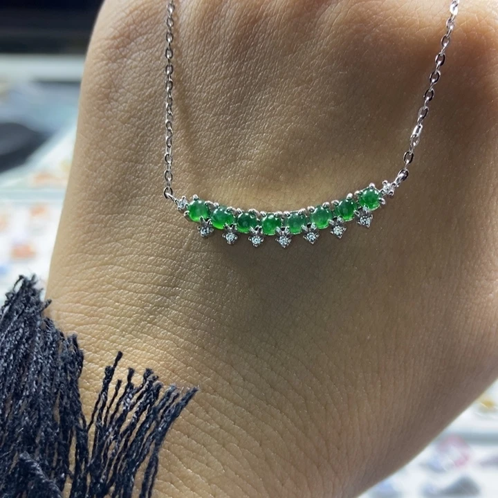 翡翠颈饰银S925镶嵌项链