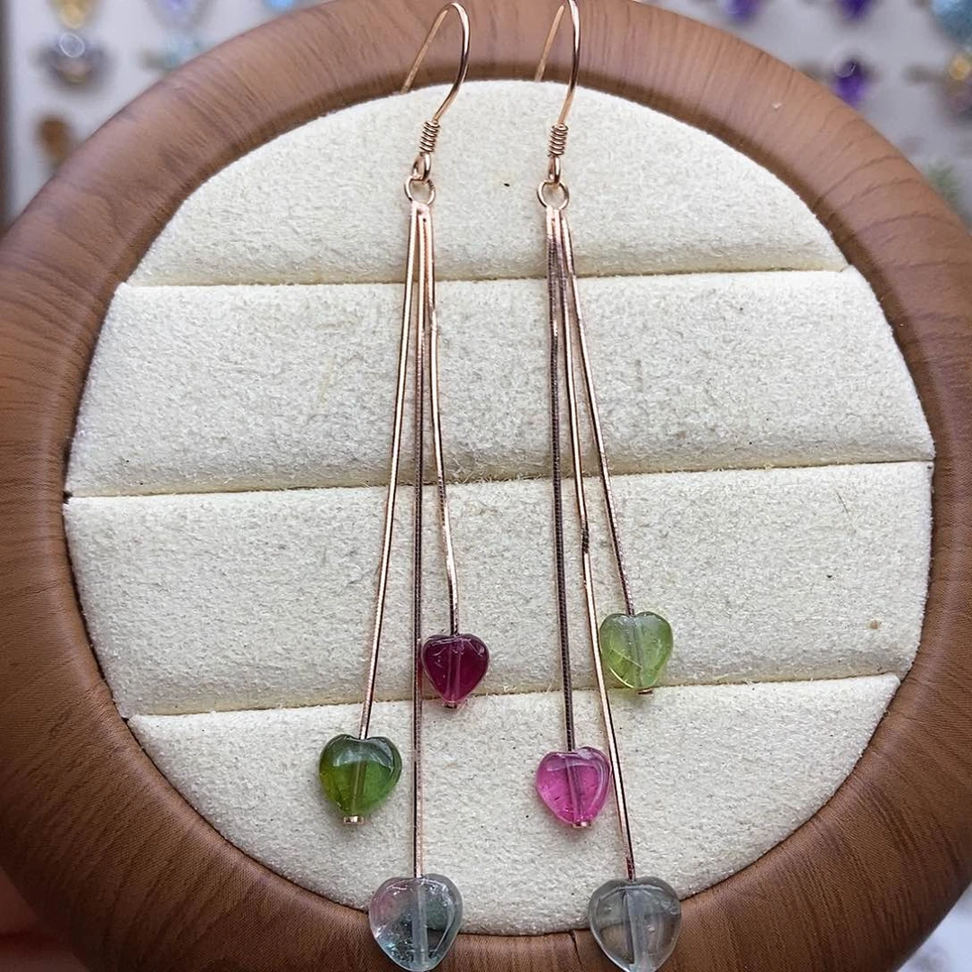 银S925镶嵌耳饰碧玺不含证书