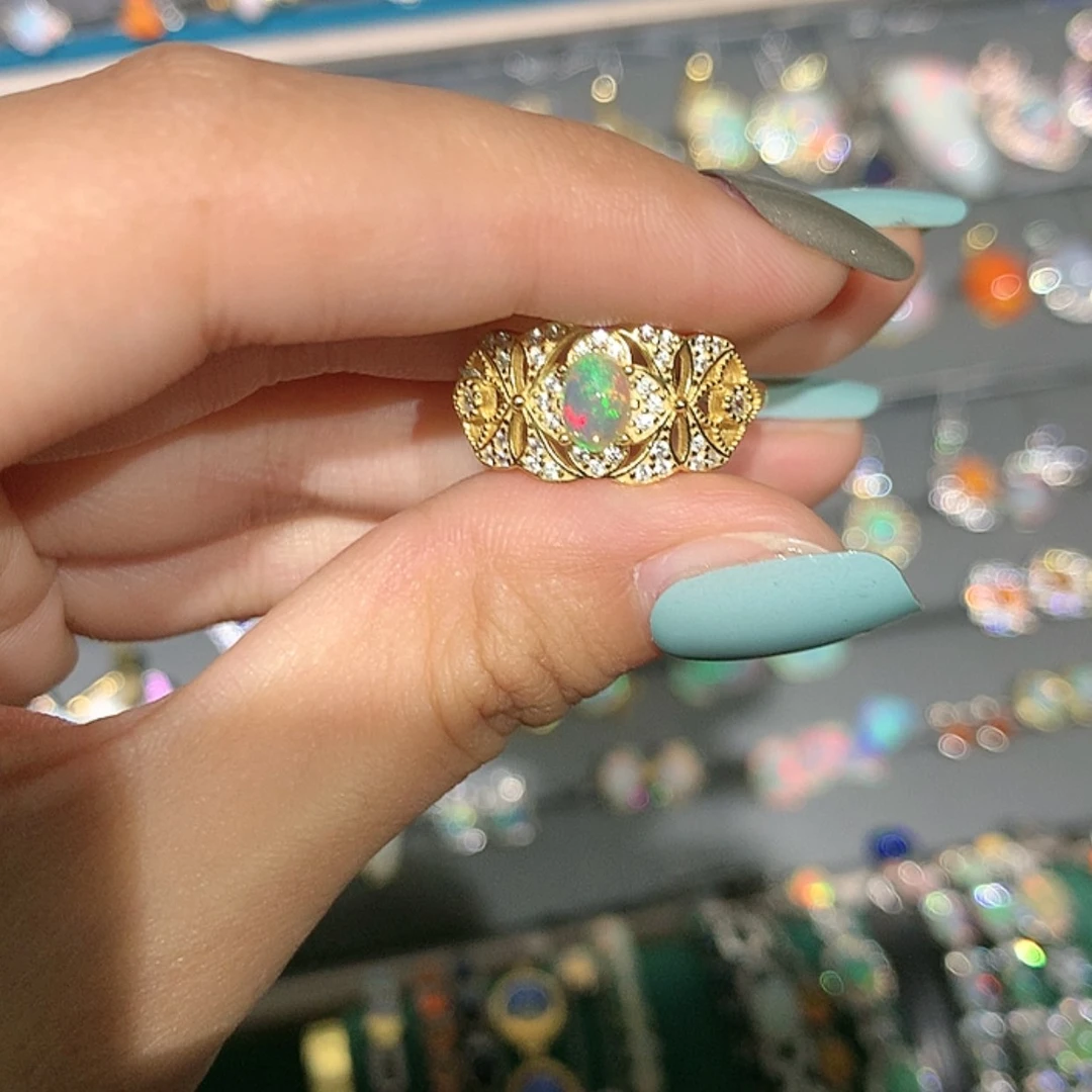 【闪购商品】欧泊银S925镶嵌戒指z欧泊