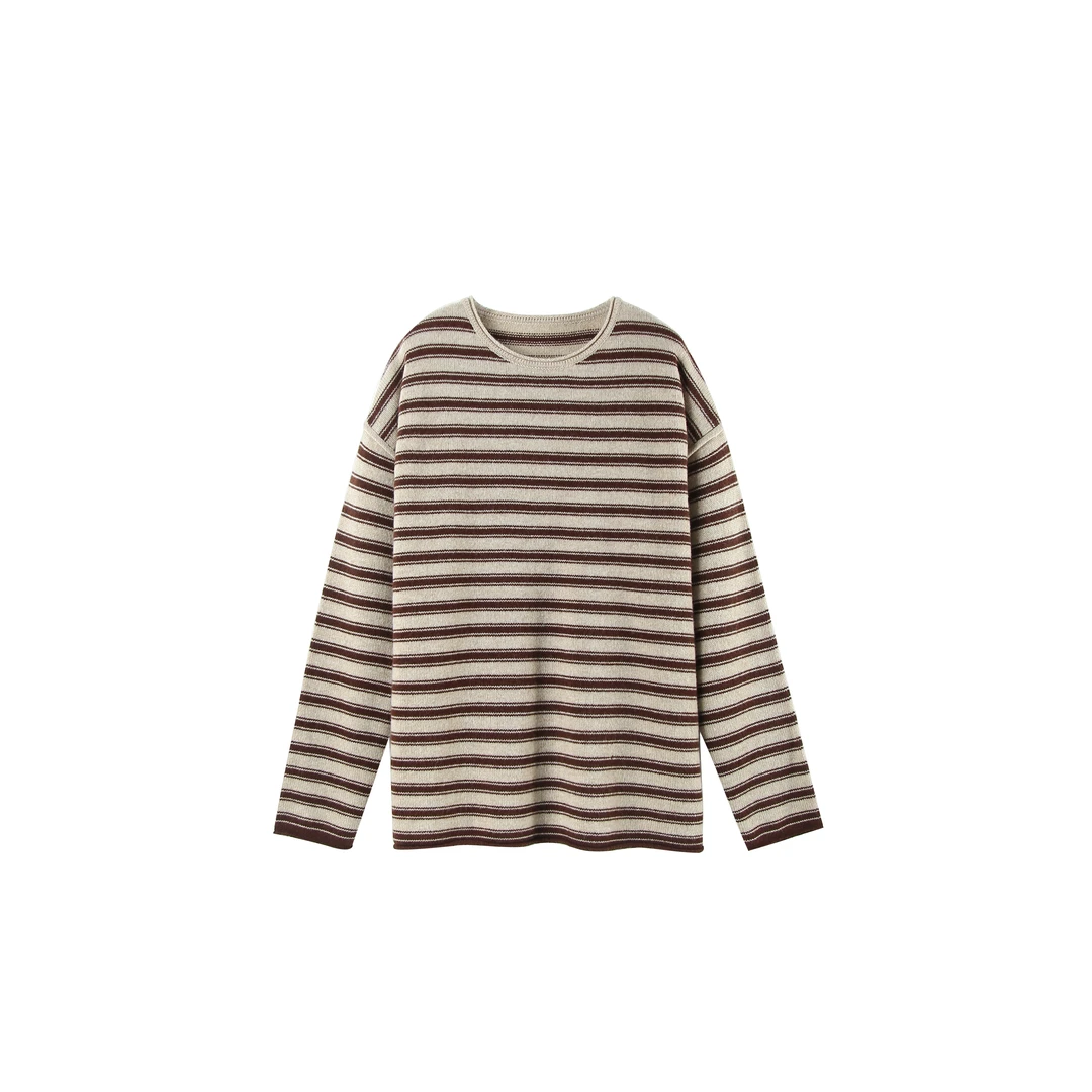 2025早春新款女士条纹撞色长袖针织毛衣女8928