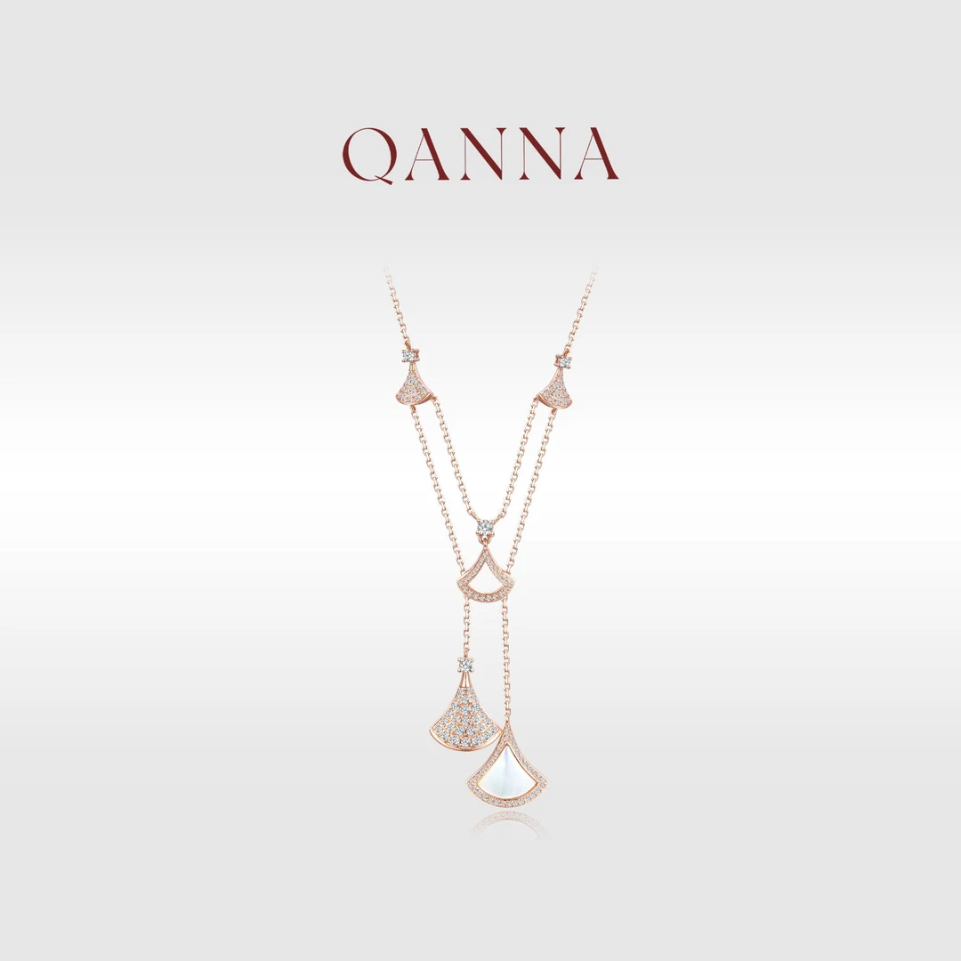 QANNA【85分 多裙子】18K金温柔白月光百搭钻石项链锁骨链AF