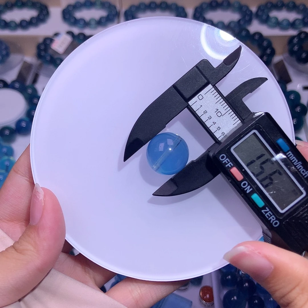 天然辰砂海蓝宝超圣蓝毕业单珠15mm