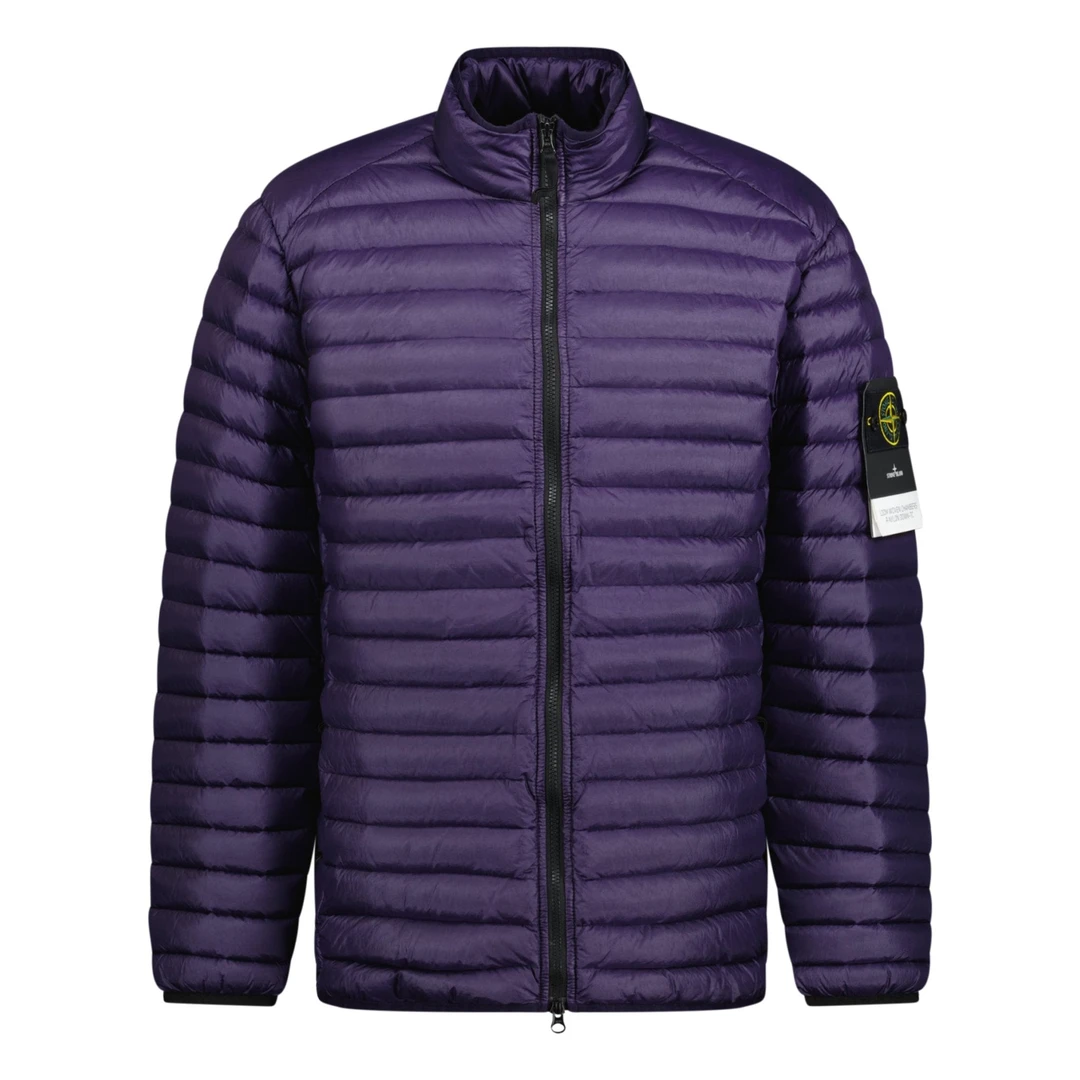 现货 Stone Island石头岛 横纹纯色立领轻薄羽绒服 电光紫