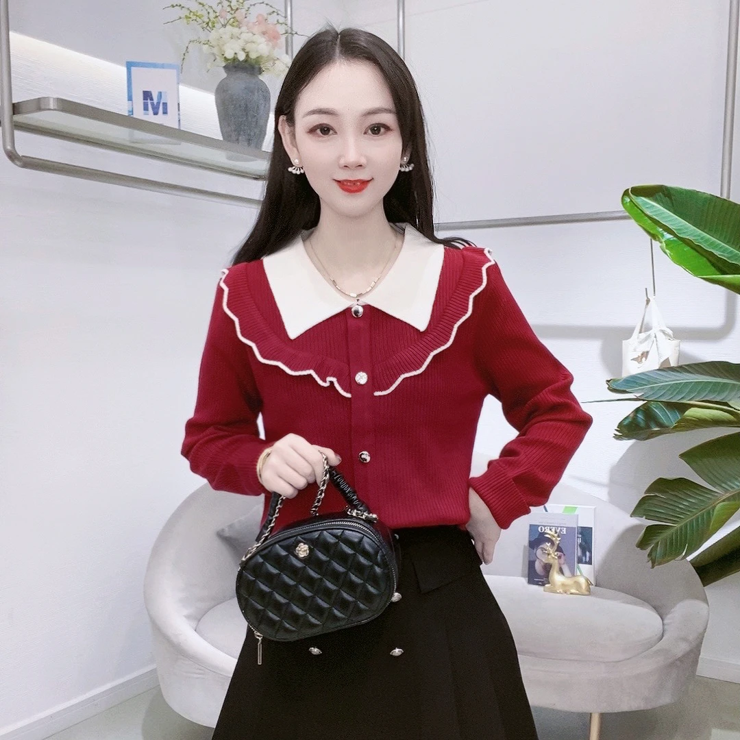 A7858新款小香风女装长袖针织衫毛衣秋冬洋气减龄打底上衣