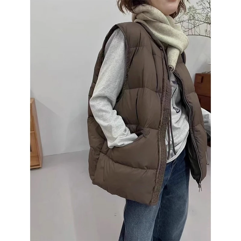 【300斤胖妹妹】欧货棉服马甲冬季抽绳领加厚保暖夹棉坎肩马夹外套