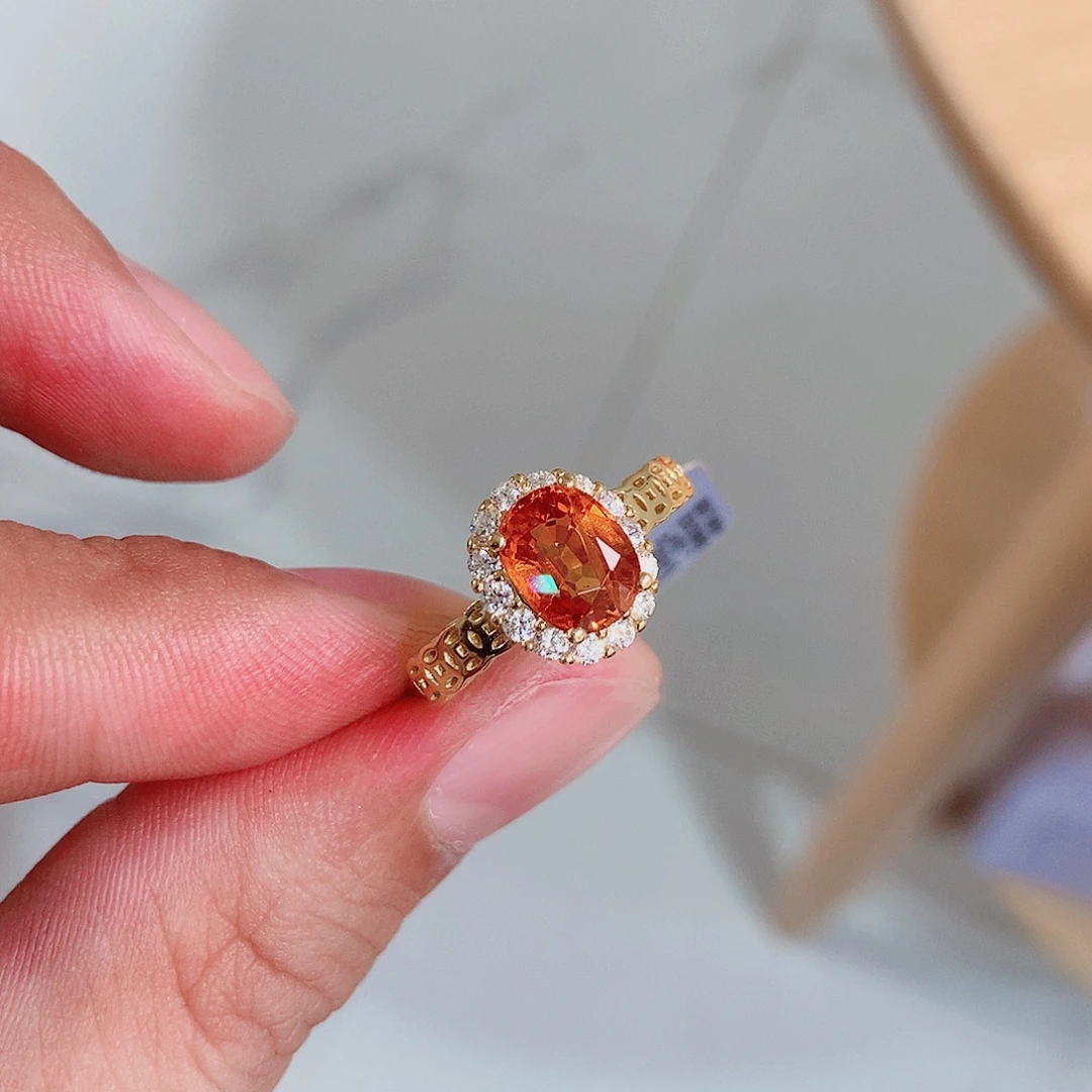 银S925镶嵌石榴石（芬达石）戒指