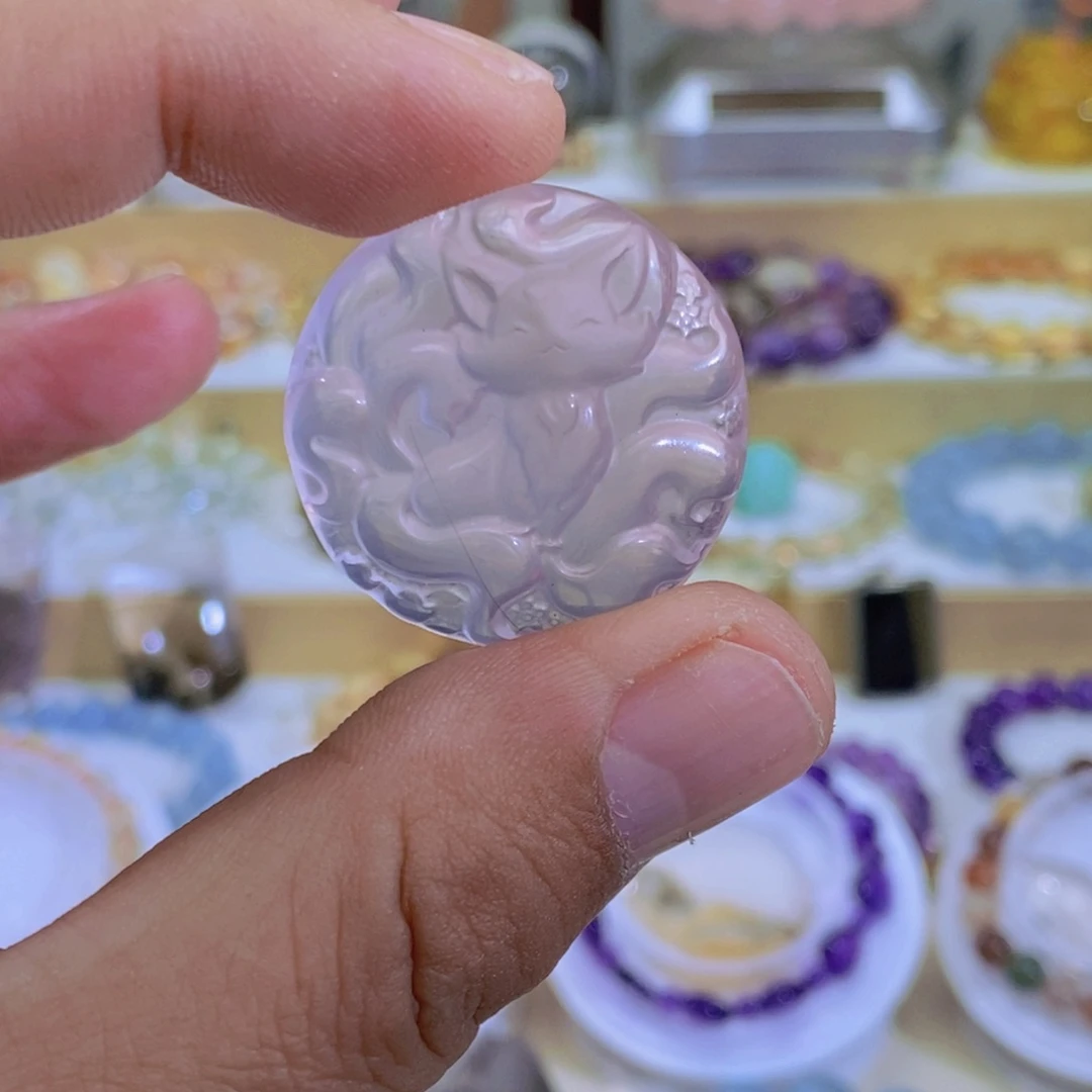 水晶未镶嵌手链粉水晶傲娇狐牌牌