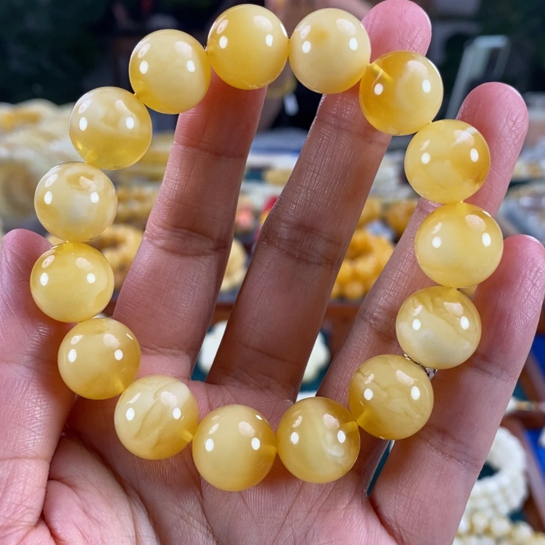 琥珀未镶嵌珠宝奇石14+圆珠25.7