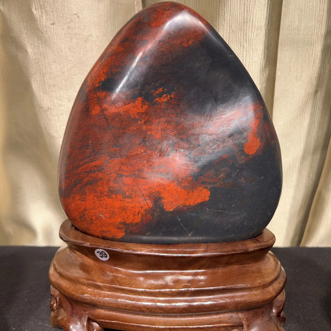 适合玄关桌面书房客厅装饰桂林鸡血玉原石摆件工艺品，直播链接