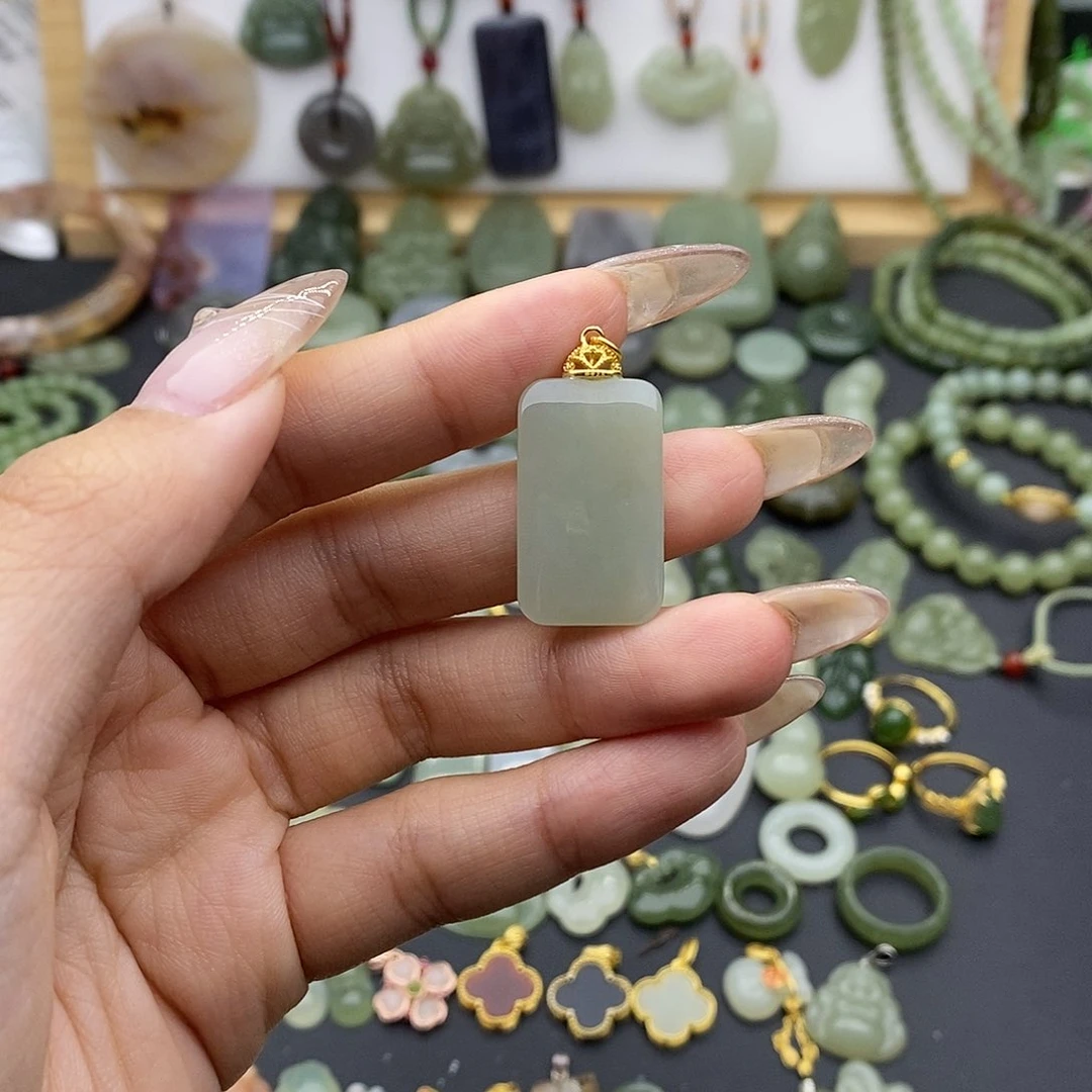 和田玉吊坠(不含链)银S925镶嵌