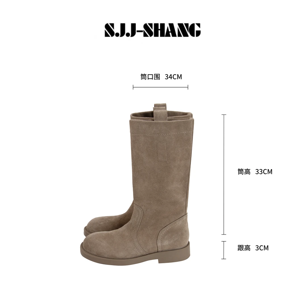 SJJ-SHANG【超模靴】25早秋新品高奢圆头高筒靴子时尚鞋q135816p