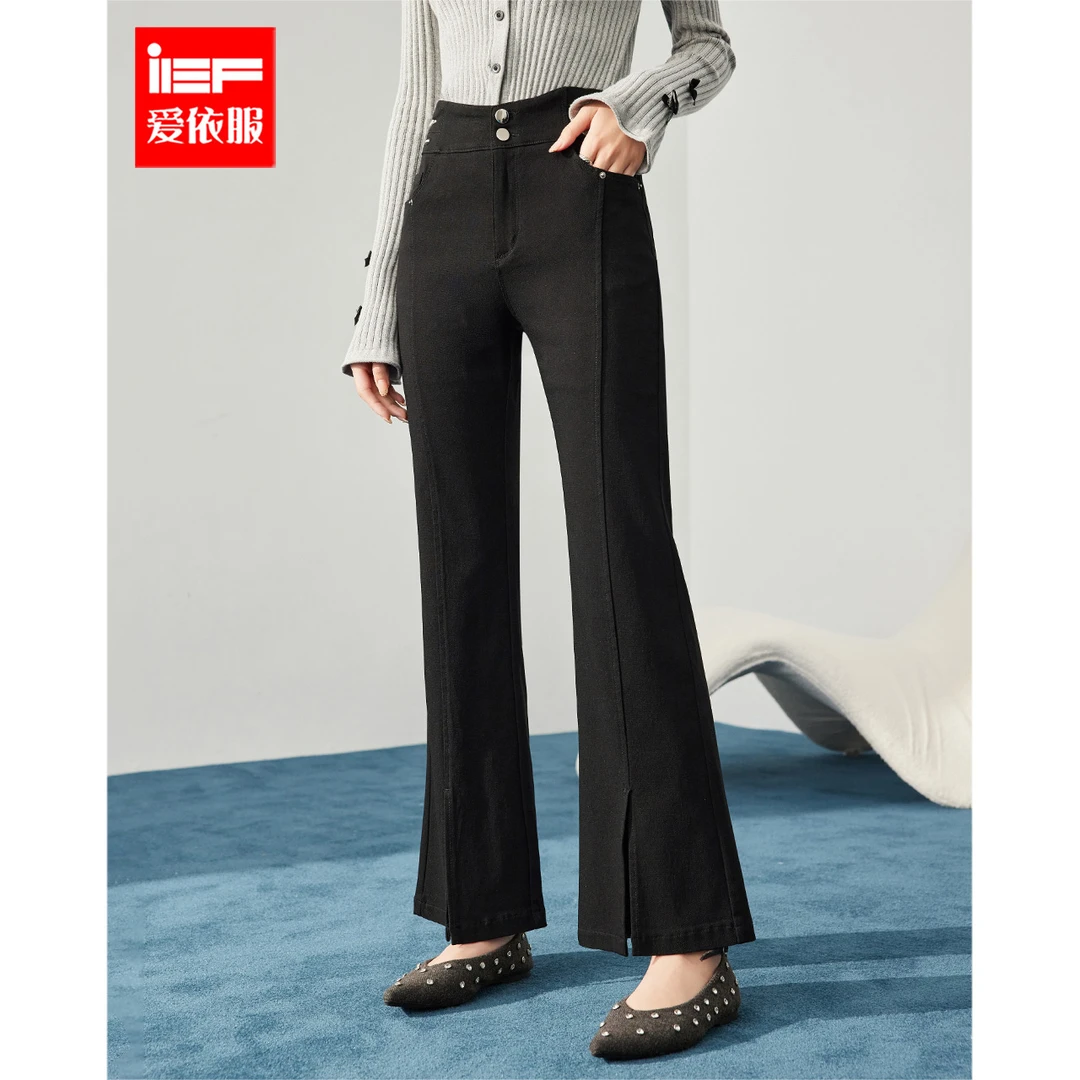 IEF/爱依服裤子2025秋季新款韩版通勤气质修身百搭显瘦喇叭裤