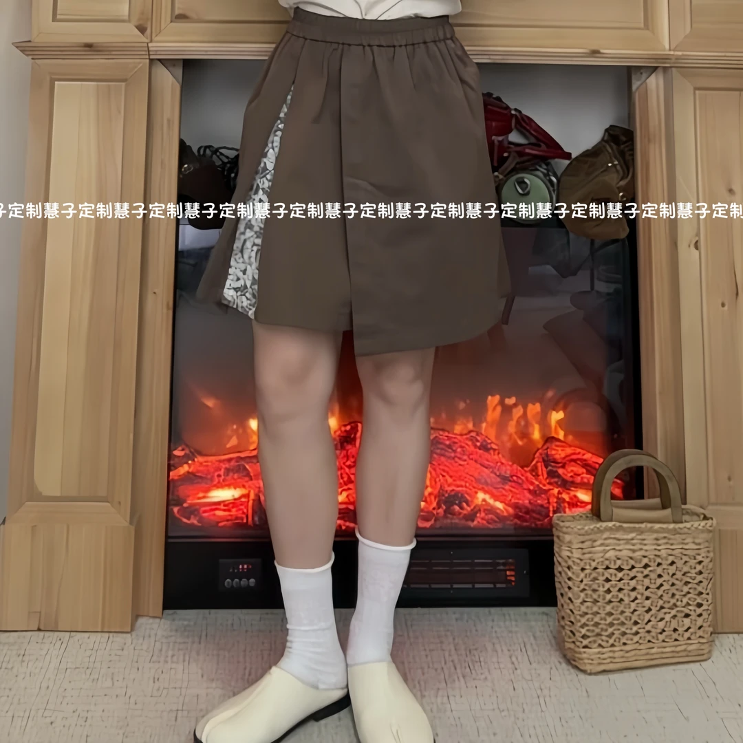 HZ“藏肉BUG”2025夏极简设计感松紧腰侧边高腰蕾丝短裤ins