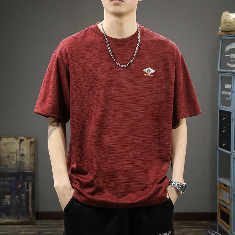 300g重磅竹节棉短袖T恤男2025夏季新款百搭宽松美式休闲圆领体恤