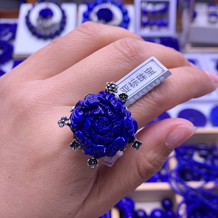 青金石戒指银S925镶嵌*️****