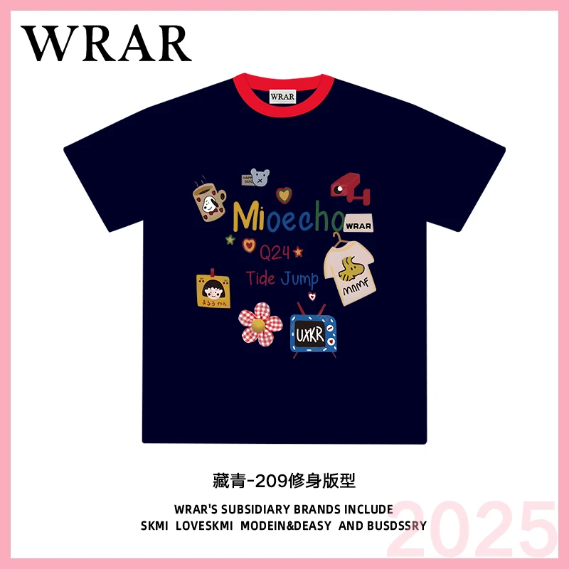 【潮汐跳跃】新品休闲系列透气正肩T恤圆领慵懒风可爱百搭