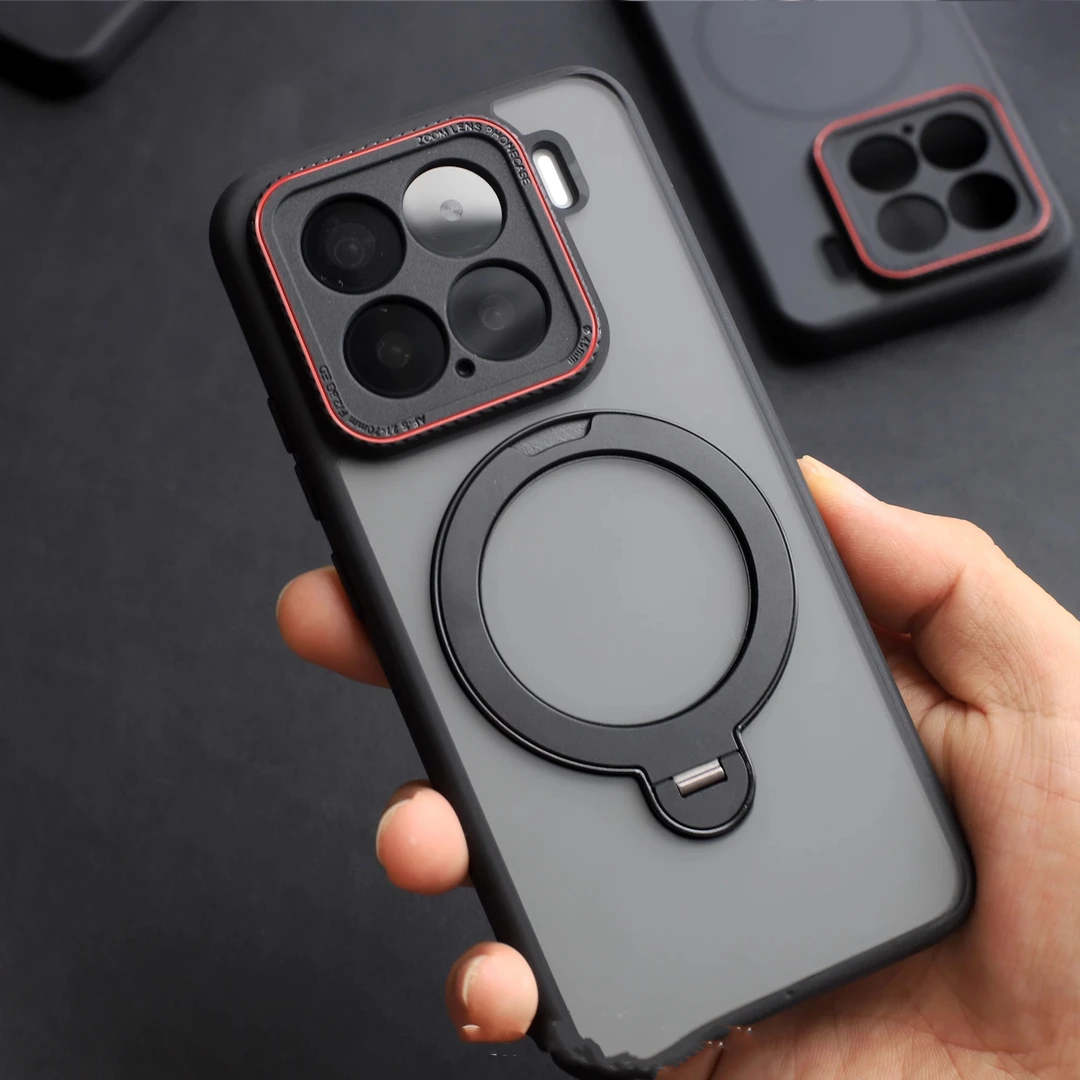 360°支点磁吸壳适用小米15pro手机壳14pro/15Ultra半透黑精孔镜头