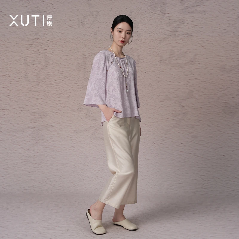 『洛云间』 春夏新款复古国风新中式女装桑蚕丝上衣H49-10827