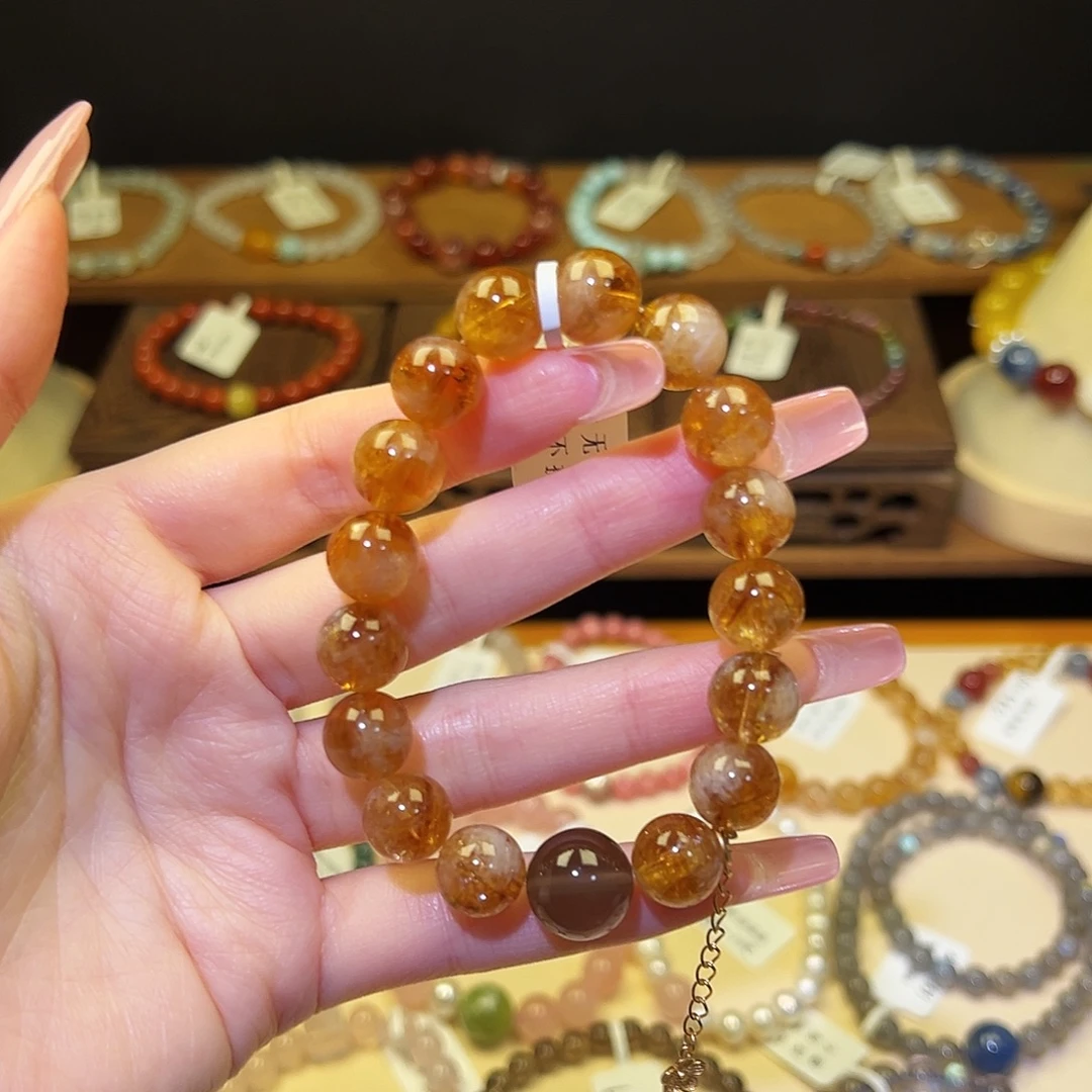 手串水晶银S925镀金镶嵌黄2011