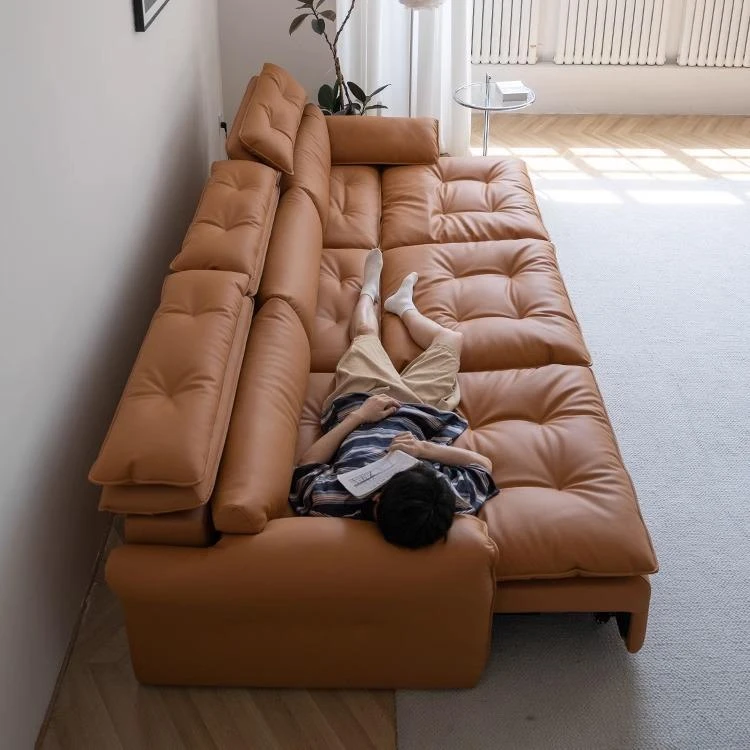 四人猫抓皮奶油风现代客厅设计师头等舱电动沙发大小户型家用直排